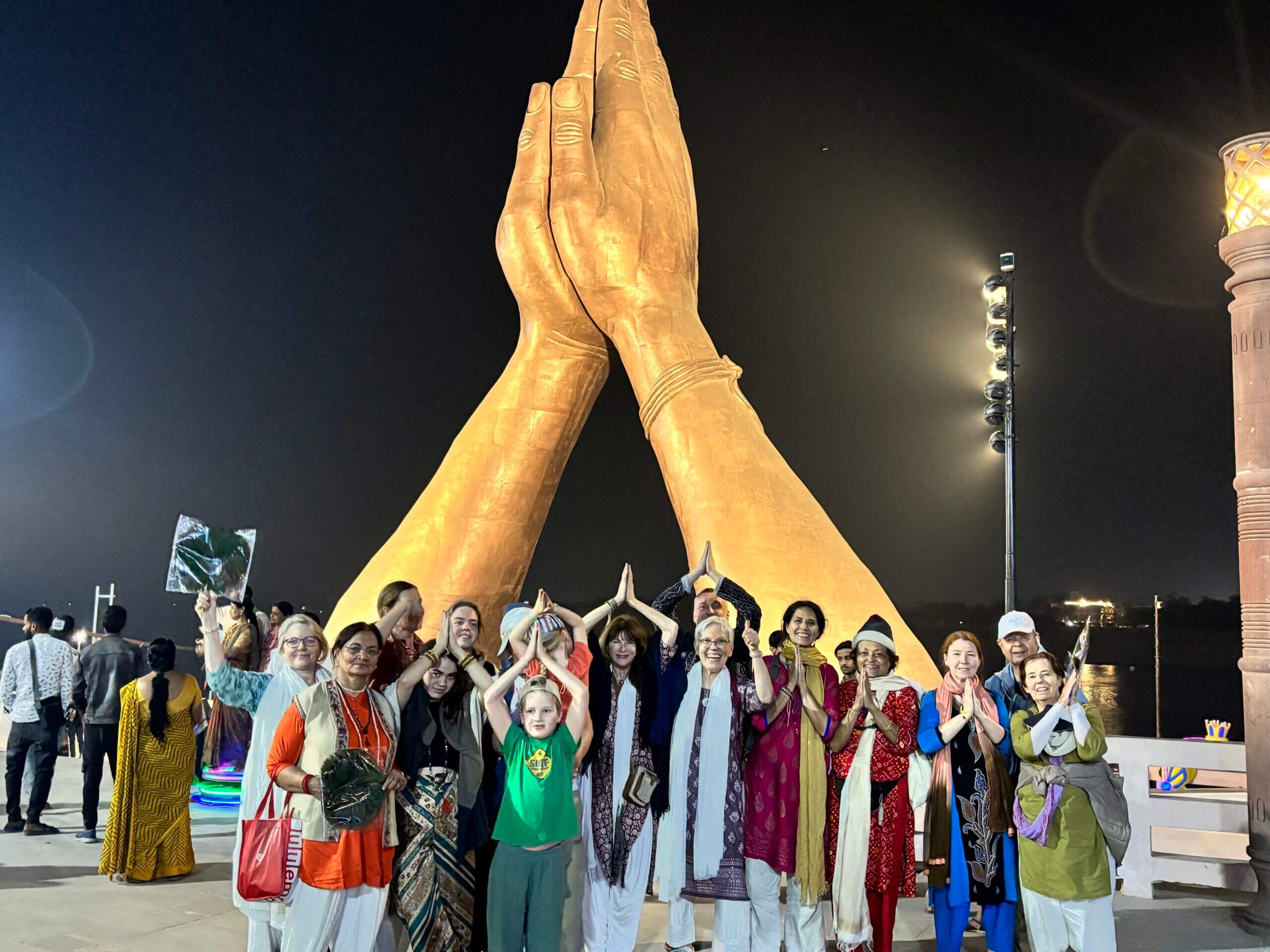 Group prayer in Rishikesh